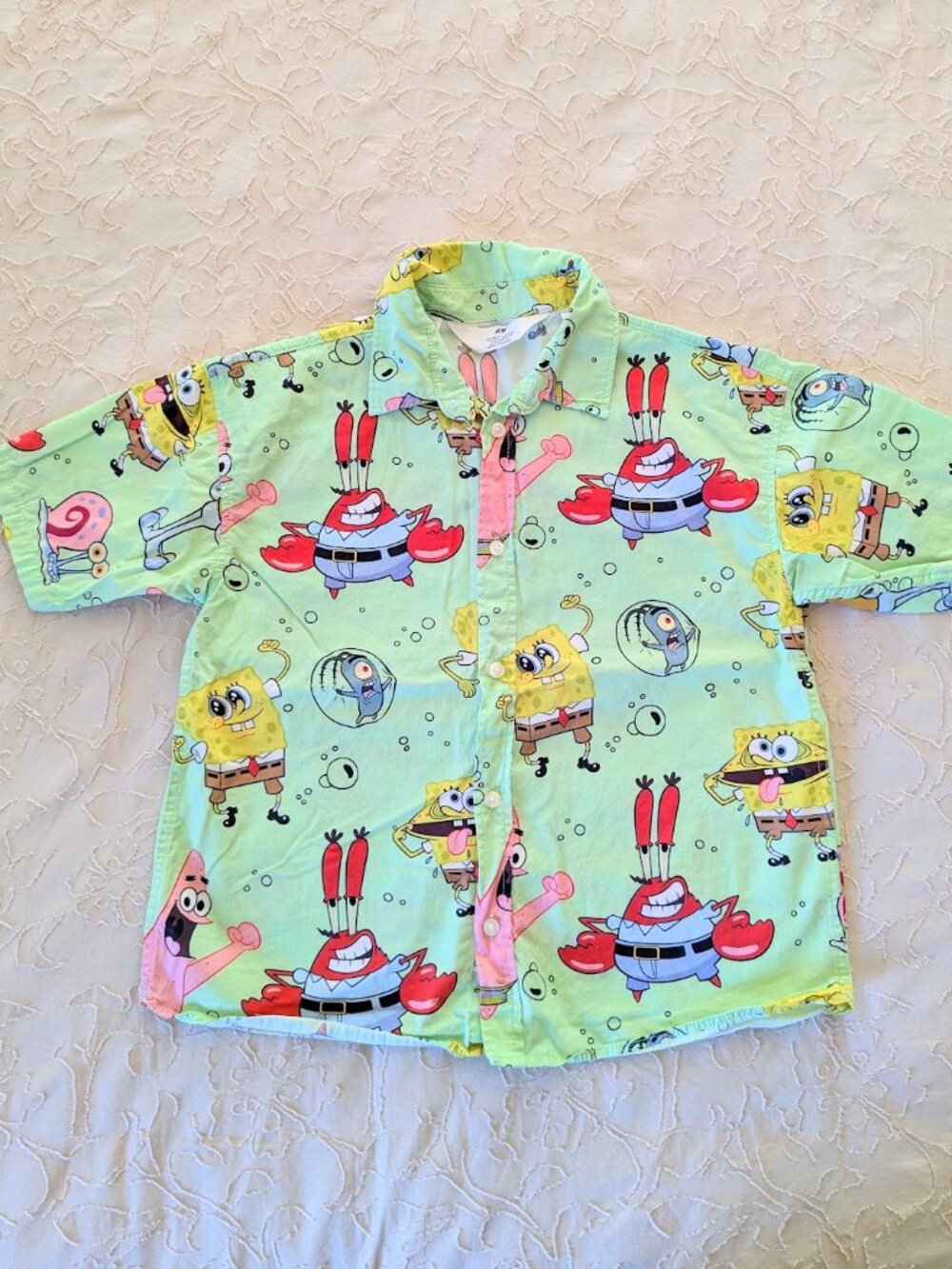 H&M Spongebob Squarepants 7-8Y Boys Button Up S/S Shirt